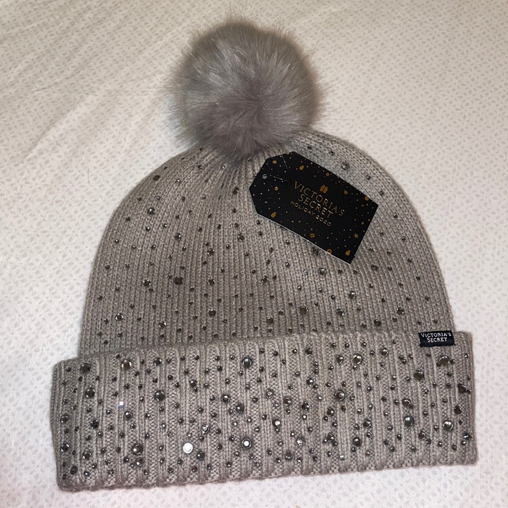 Victoria Secret Rhinestone Pom Pom Hat